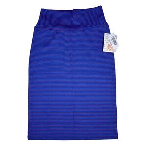 LuLaRoe Cassie Blue with Red Pin Stripes Pencil Skirt X-Small XS